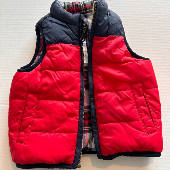 The Reversible Tartan Puffer Vest Janie and Jack blue and red - Picture 2 of 6
